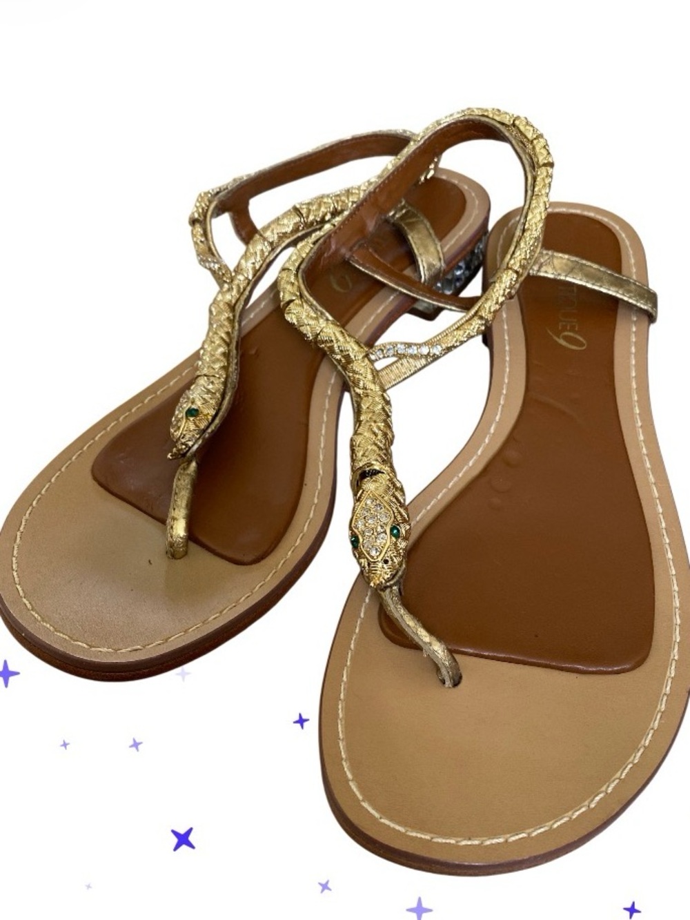 Boutique 9 metallic gold snake thong sandal size 6.5 never worn